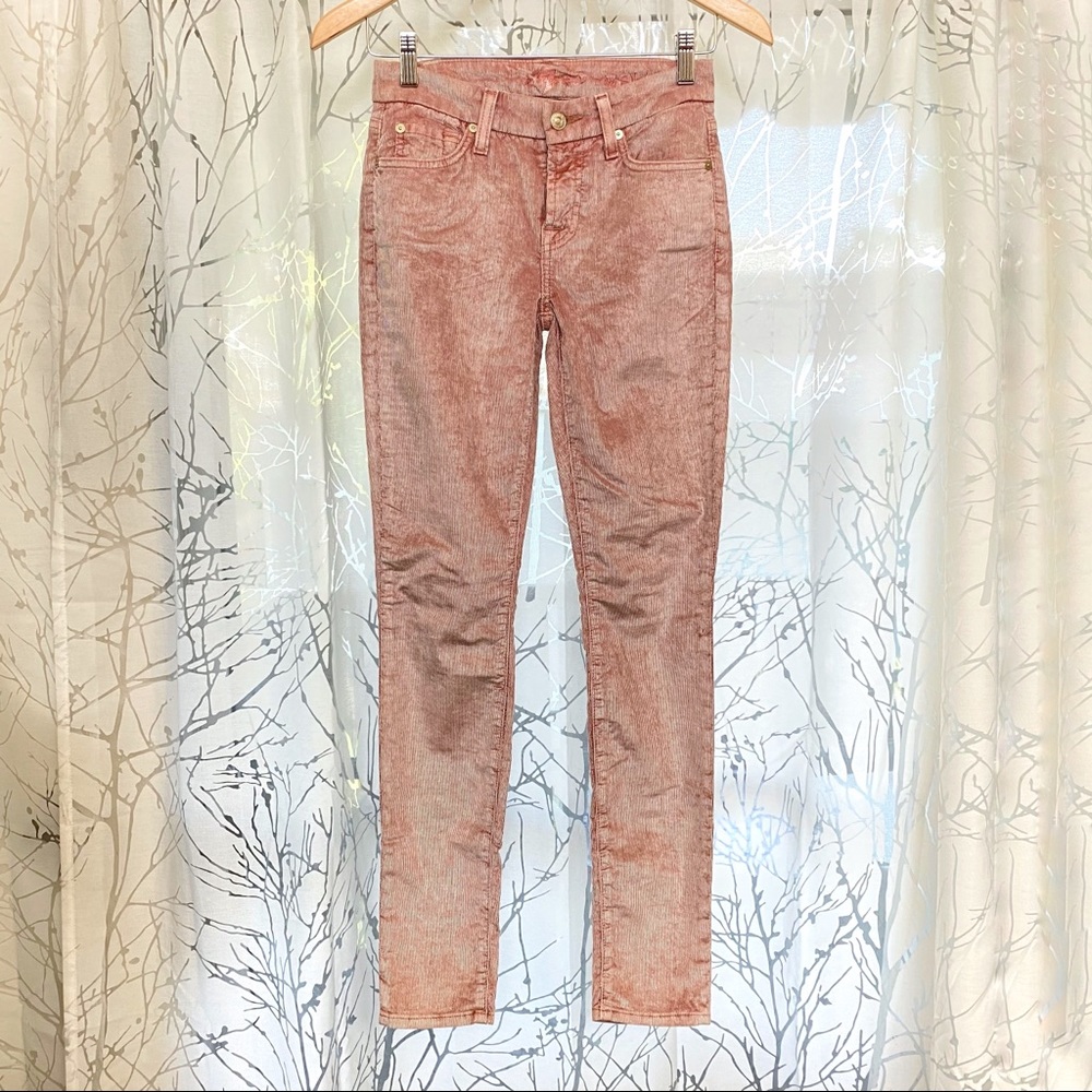 7 Seven for all mankind shimmery pink corduroy skinny jeans pants
